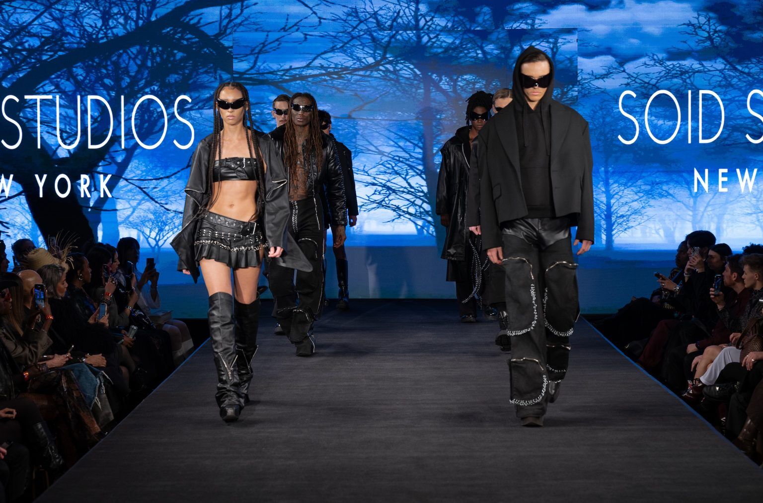 NEW YORK, NEW YORK - FEBRUARY 09: Models walk the runway at the Soid Studios show during New York Fashion Week Powered By Art Hearts Fashion at The Angel Orensanz Foundation on February 09, 2025 in New York City. (Photo by Mark Gunter/Getty Images for Art Hearts Fashion)