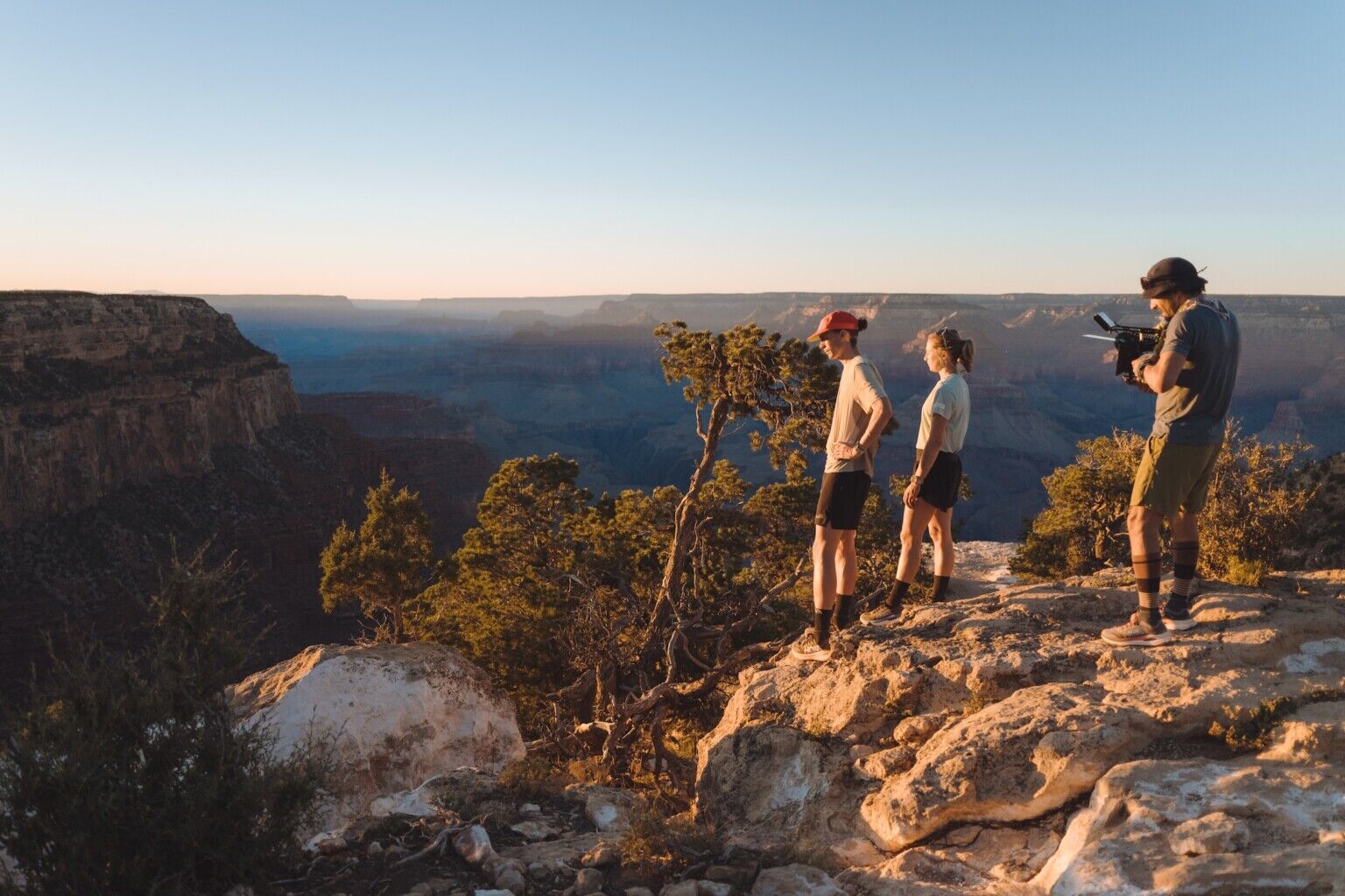 LEARNING TO FLY documentary crew with Jim Walmsley and Jess Brazeau in Grand Canyon. National Park Photo Credit: Max Lowe